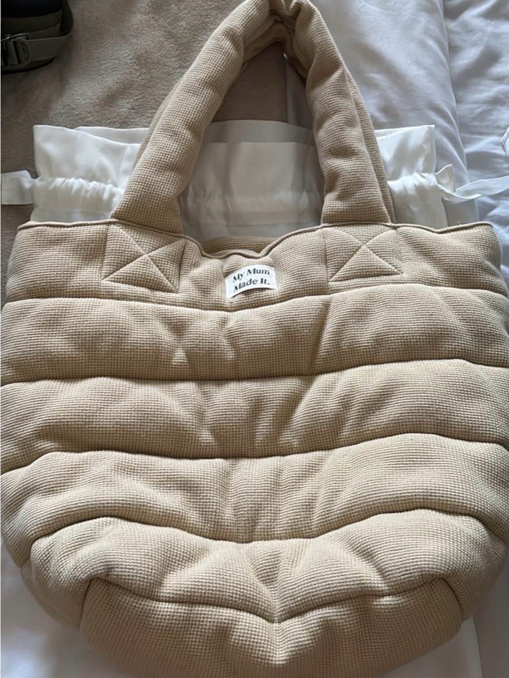My Mum Made It Cream Quilted Tote Bag - Picture 8 of 9